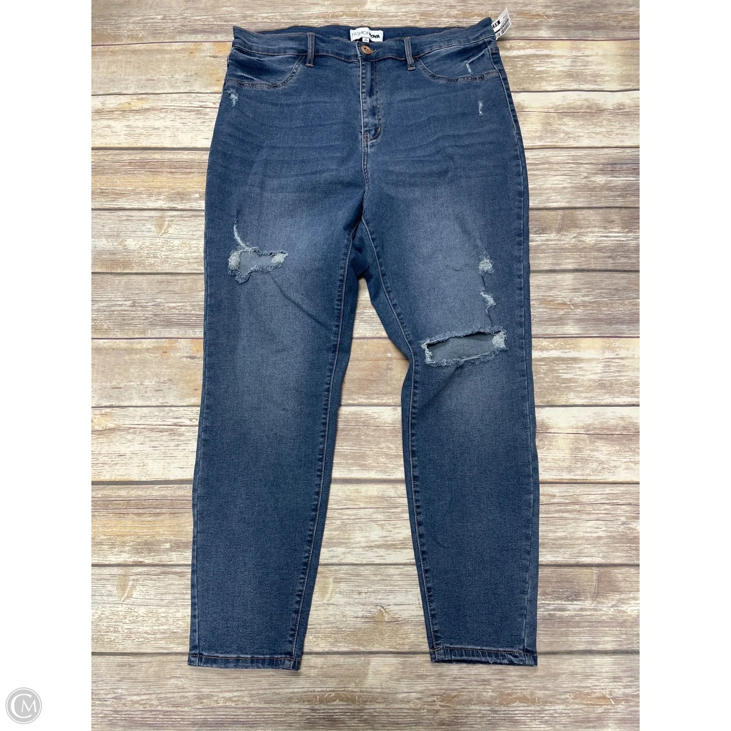 Jeans Skinny By Fashion Nova In Blue Denim, Size: 18