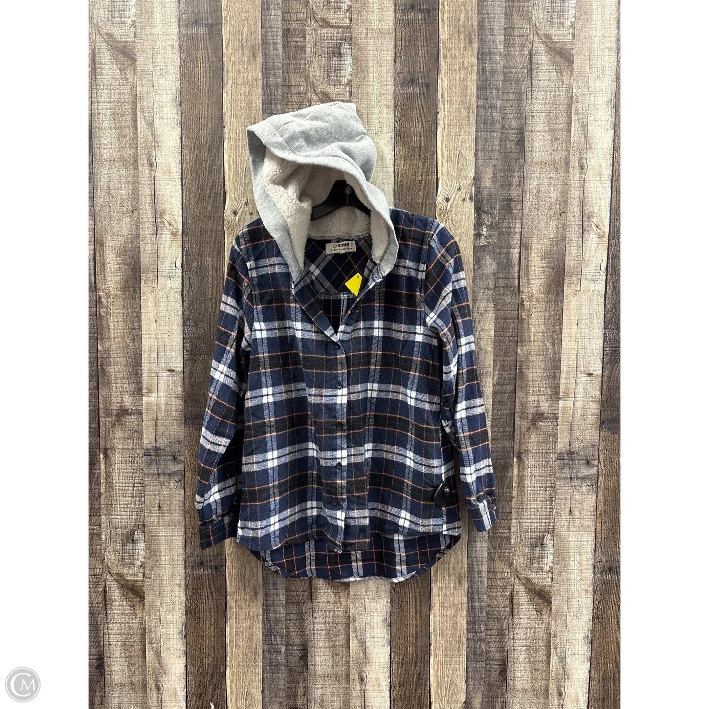 Top Long Sleeve By Ci Sono In Plaid Pattern, Size: M