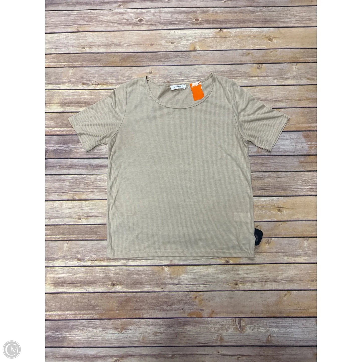 Top Short Sleeve By Mod Ref In Tan, Size: L
