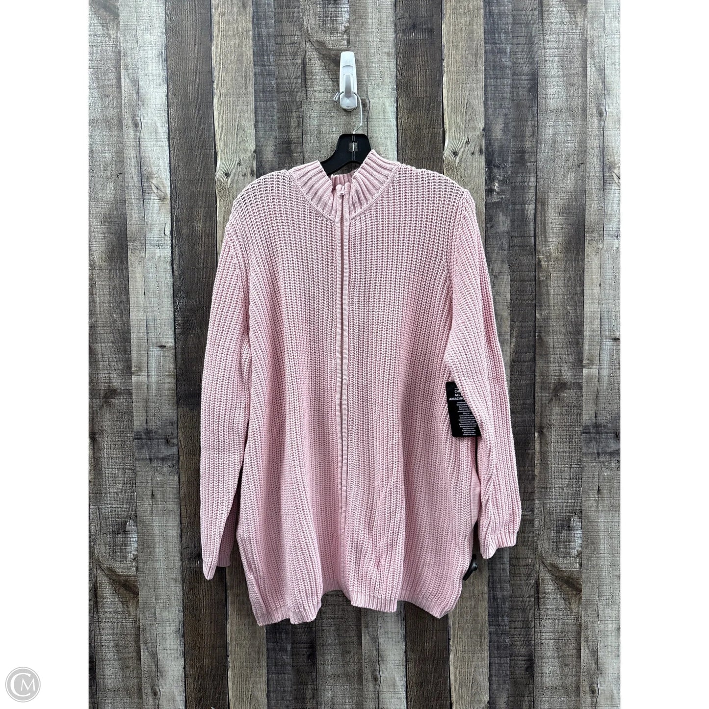 Sweater Cardigan By Woman Within In Pink, Size: 1x