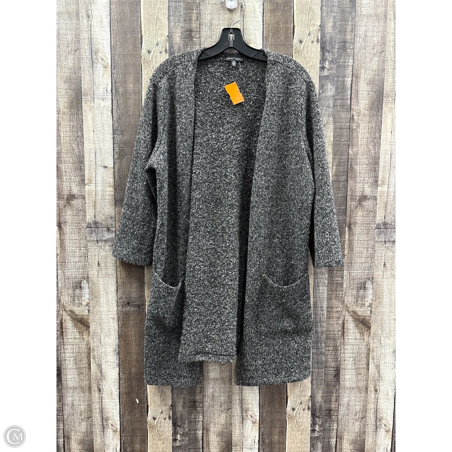 Cardigan By Slinky Brand In Black & Grey, Size: Xl