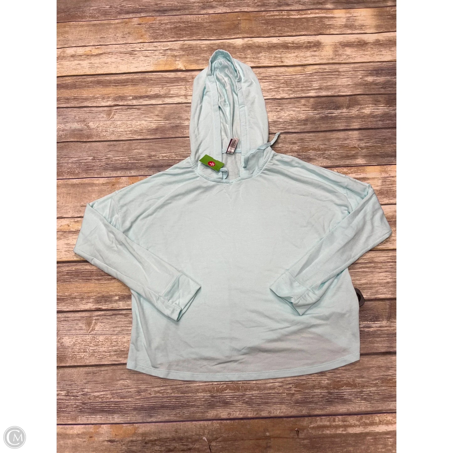 Athletic Top Long Sleeve Hoodie By Cme In Aqua, Size: M