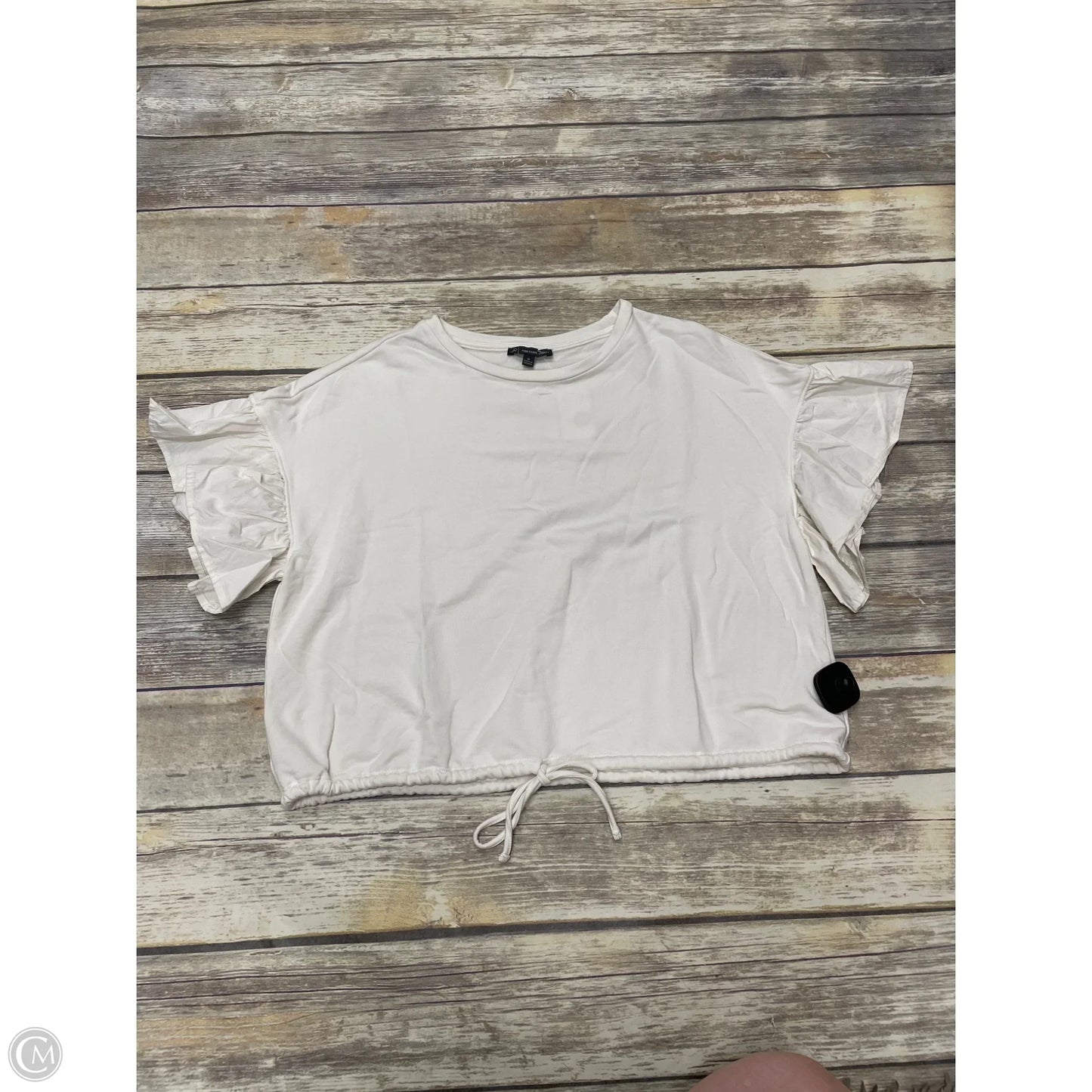 Top Short Sleeve By Adrianna Papell In Ivory, Size: M