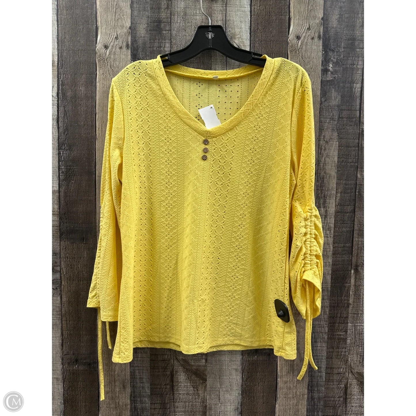 Top 3/4 Sleeve By Cmf In Yellow, Size: M