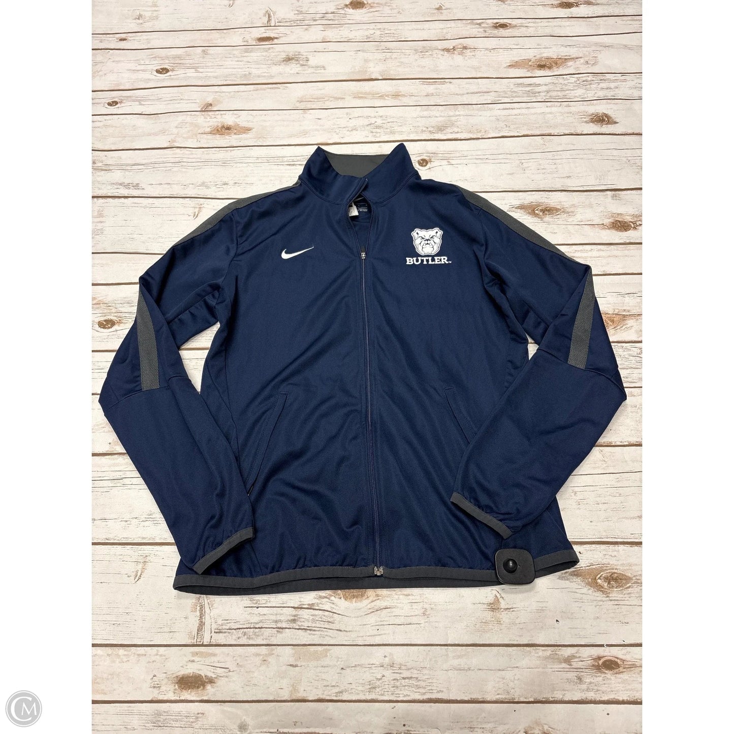 Athletic Jacket By Nike In Blue, Size: M