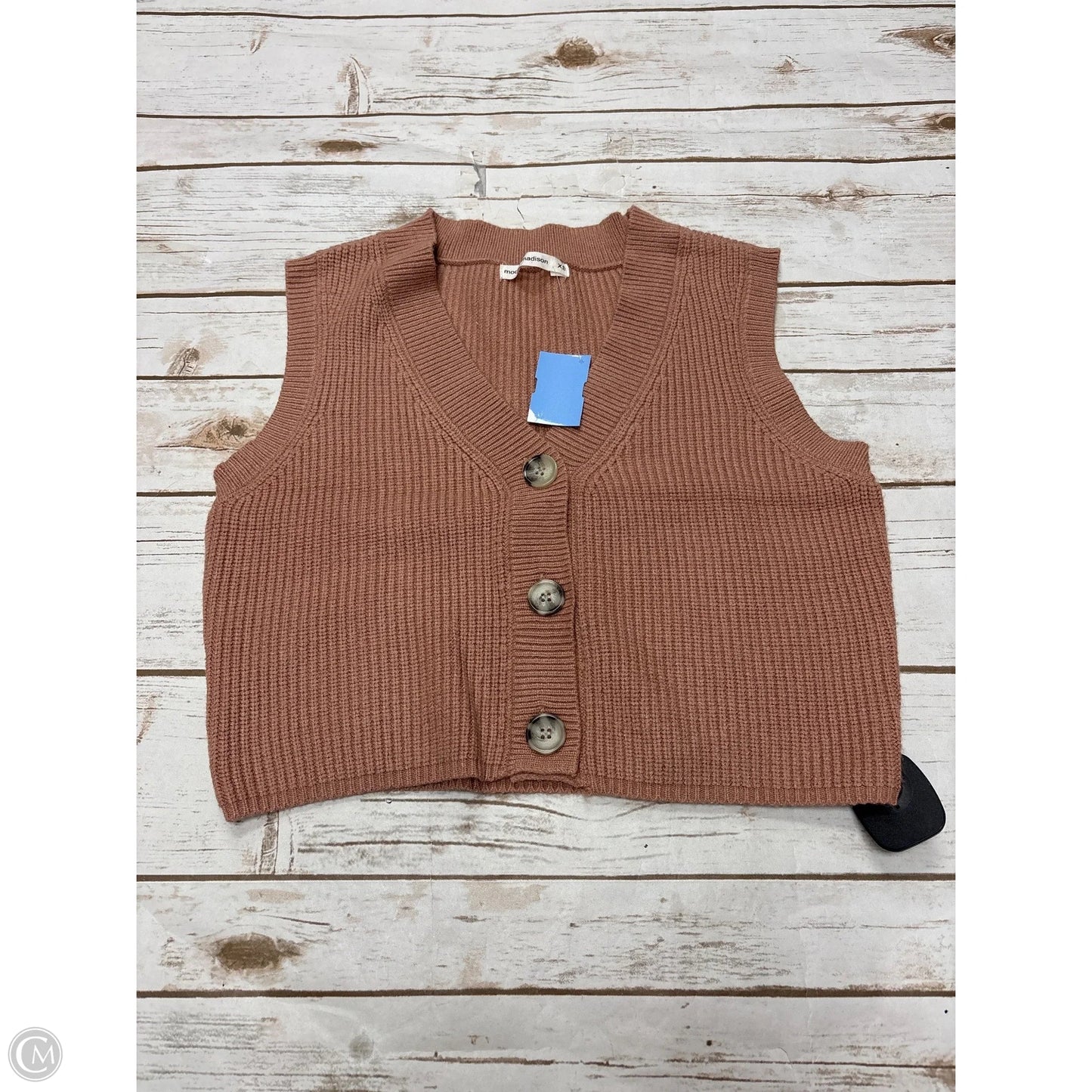 Vest Sweater By Moon And Madison In Peach, Size: Xs