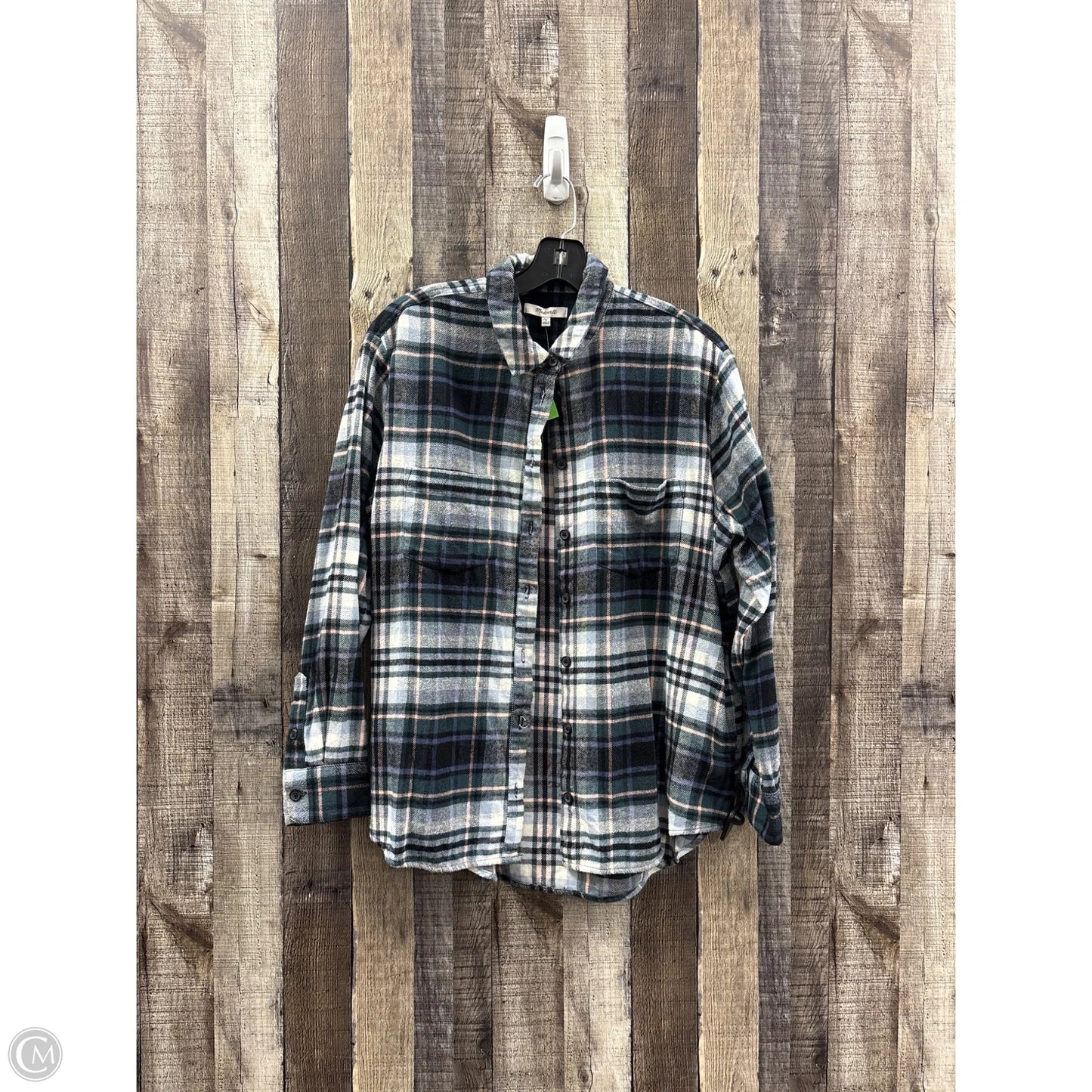 Top Long Sleeve By Madewell In Plaid Pattern, Size: M