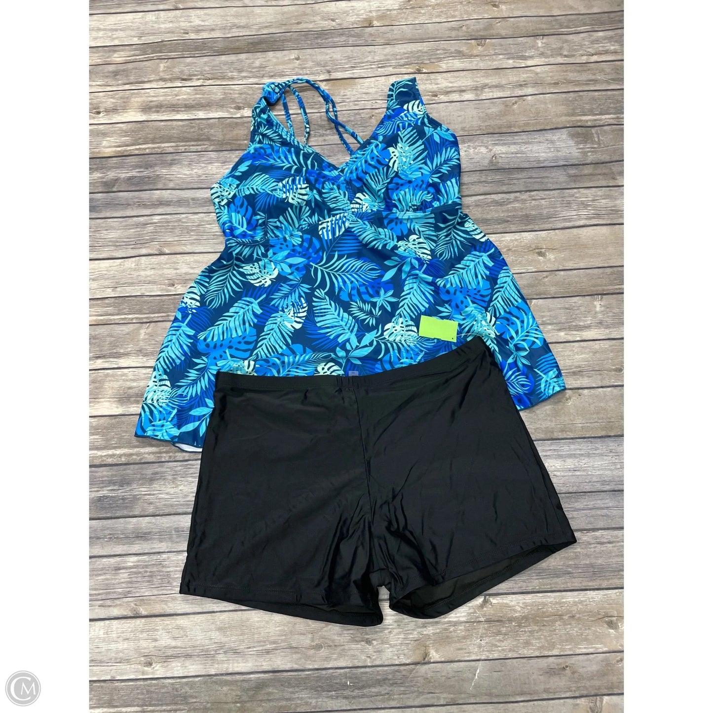 Swimsuit 2pc By Cme In Black & Blue, Size: 18