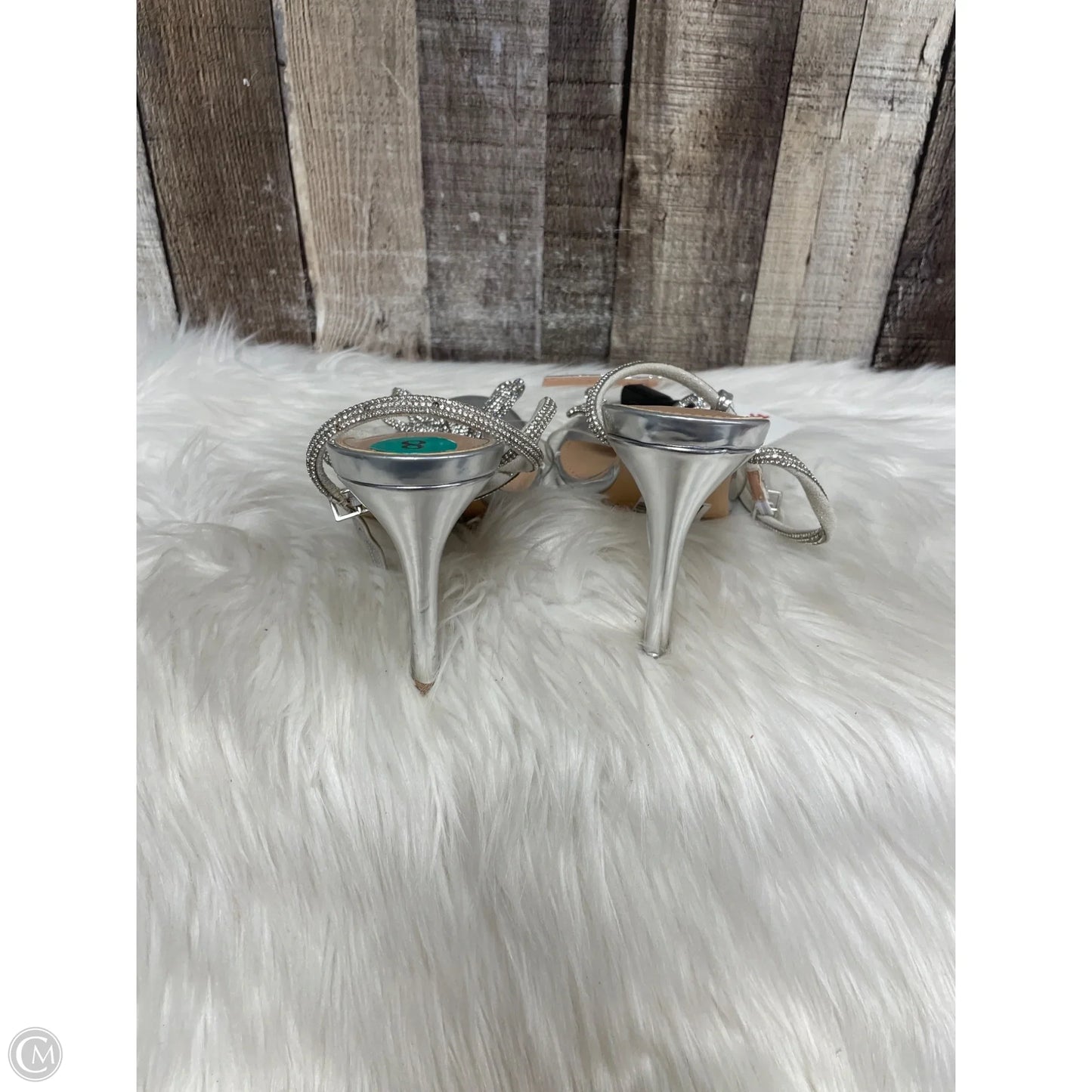 Sandals Heels Stiletto By Bcbgeneration In Silver, Size: 8