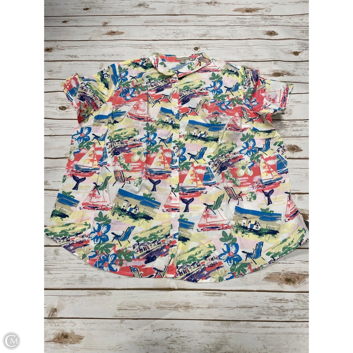 Top Short Sleeve By Woman Within In Multi-colored, Size: 2x