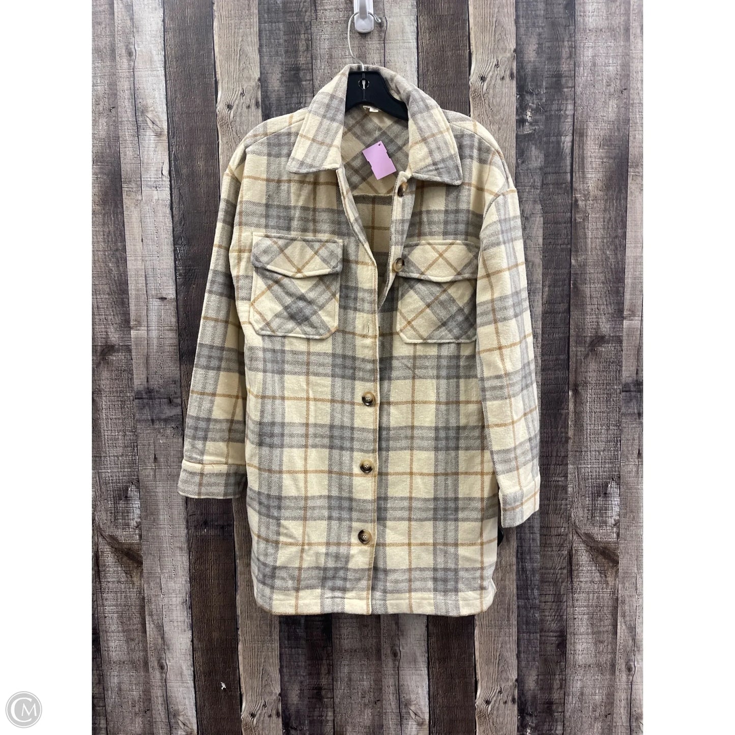 Jacket Shirt By Hem & Thread In Plaid Pattern, Size: S
