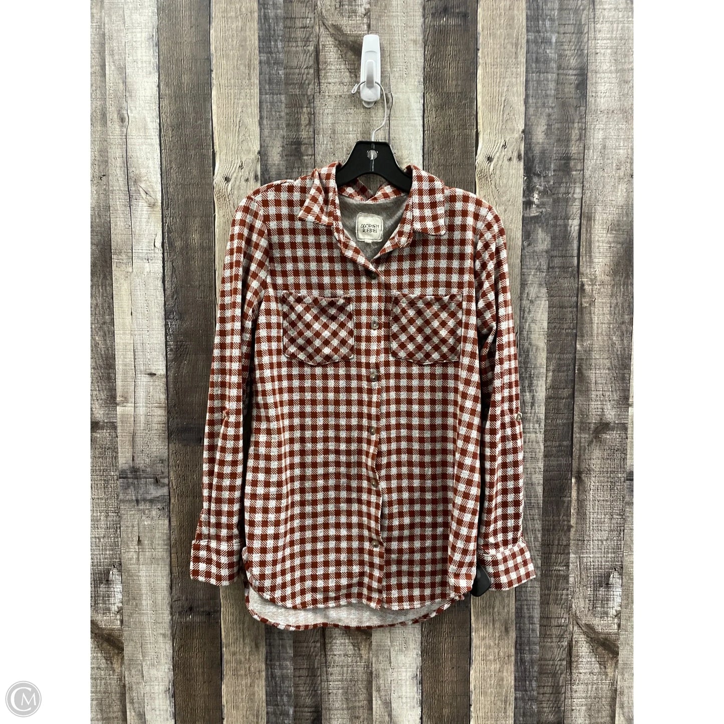 Top Long Sleeve By Cme In Checkered Pattern, Size: S