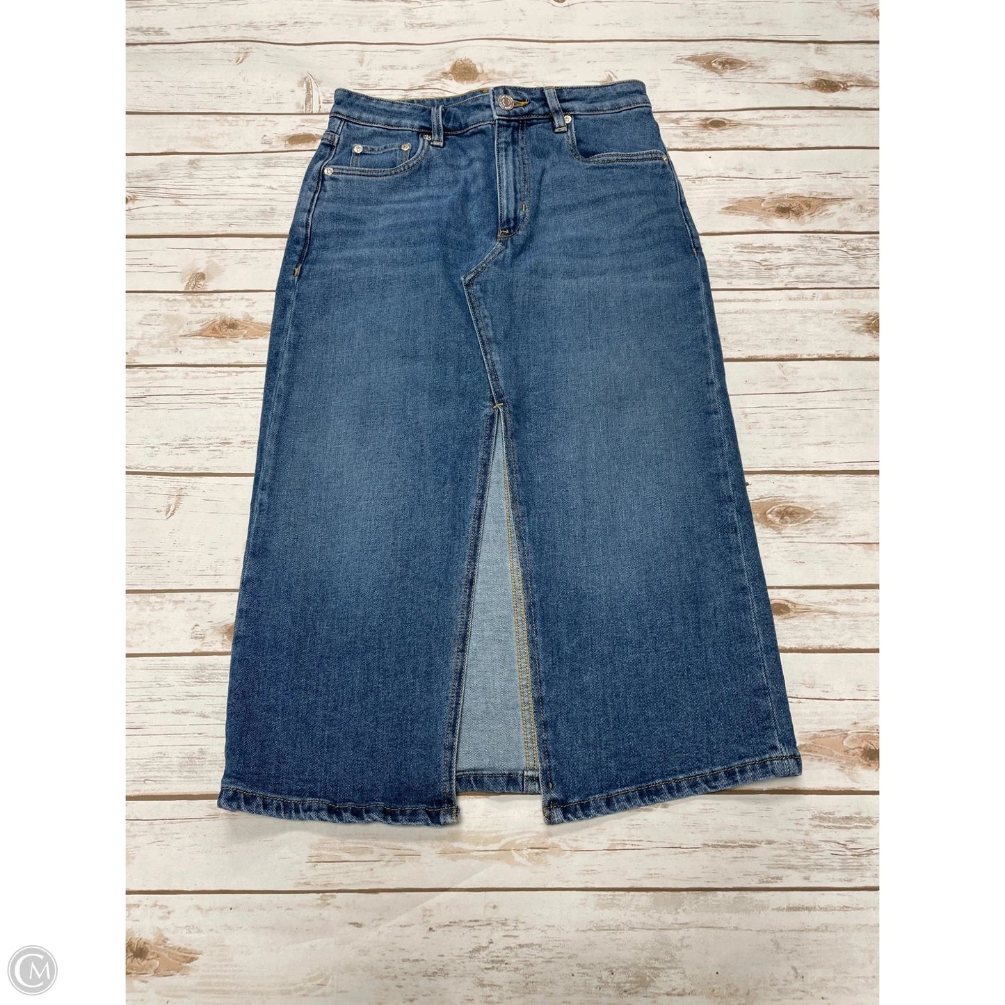 Skirt Midi By Steve Madden In Blue Denim, Size: Xs