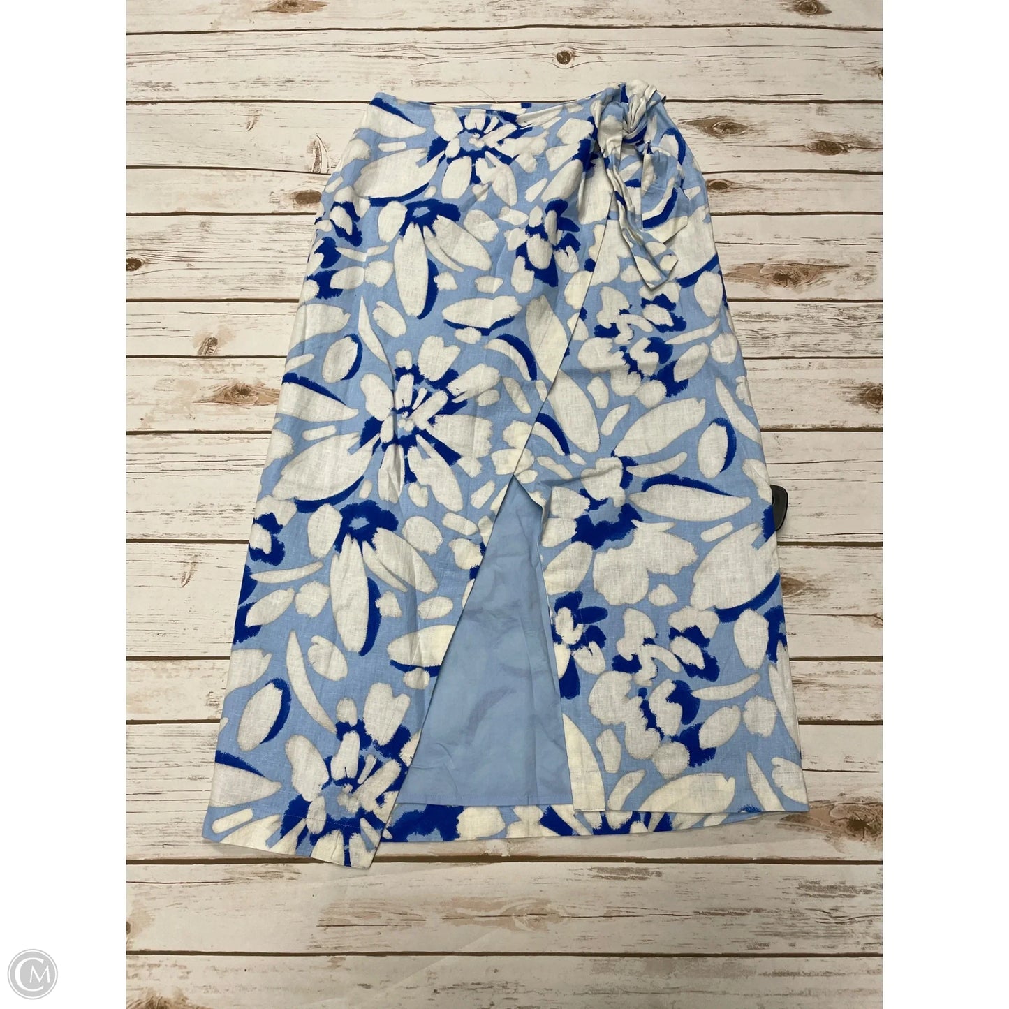 Skirt Midi By Loft In Blue & White, Size: Xs