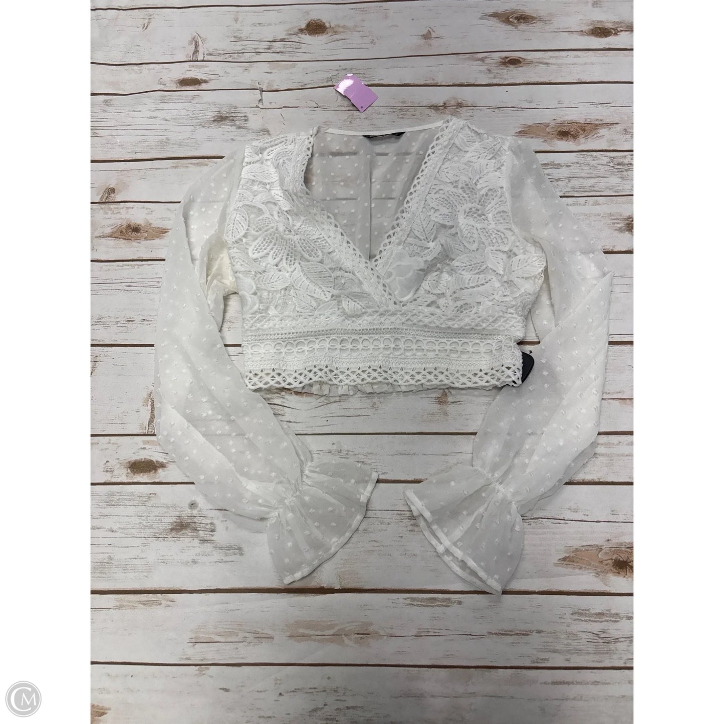 Top Long Sleeve By Shein In White, Size: S