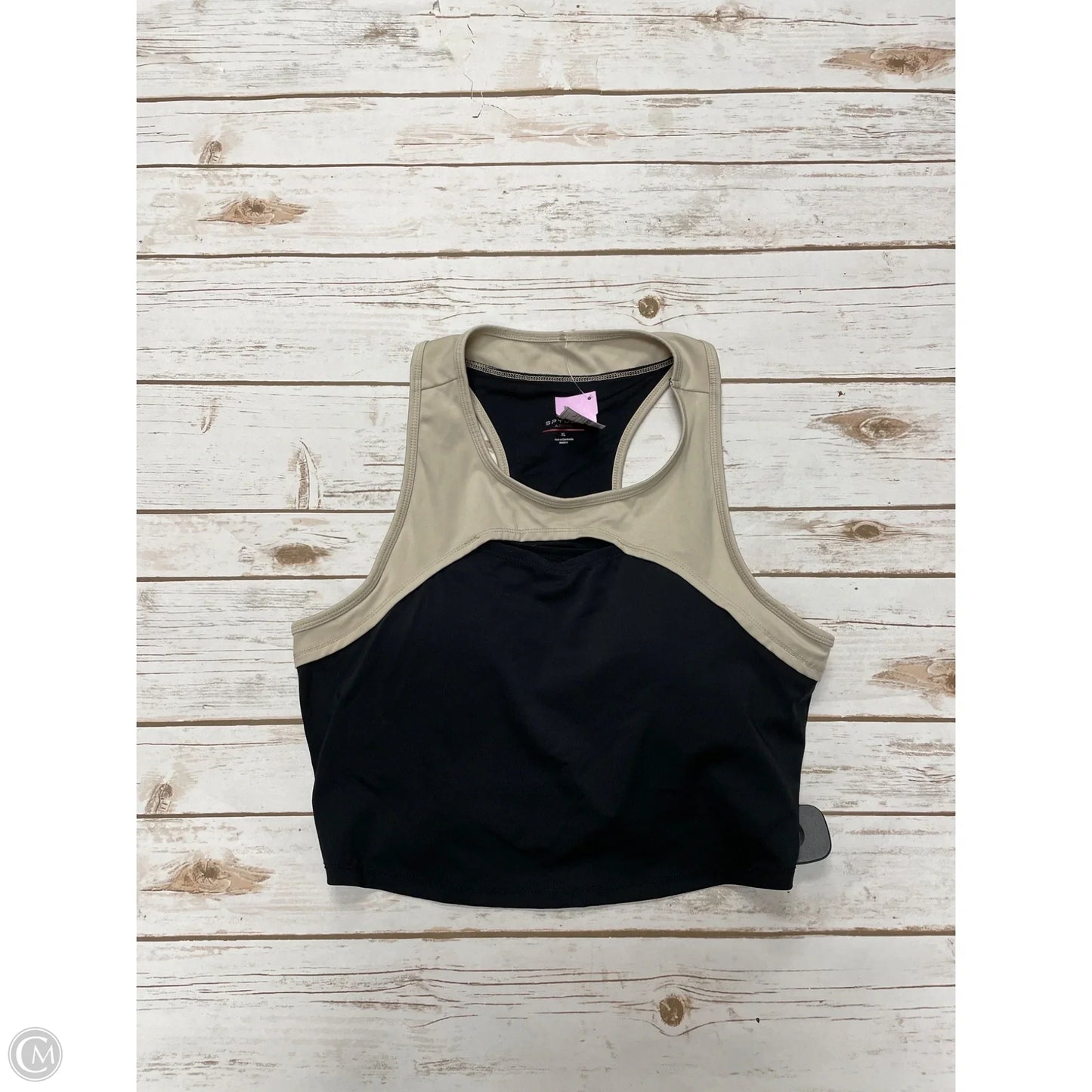 Athletic Bra By Spyder In Black & Gold, Size: Xl