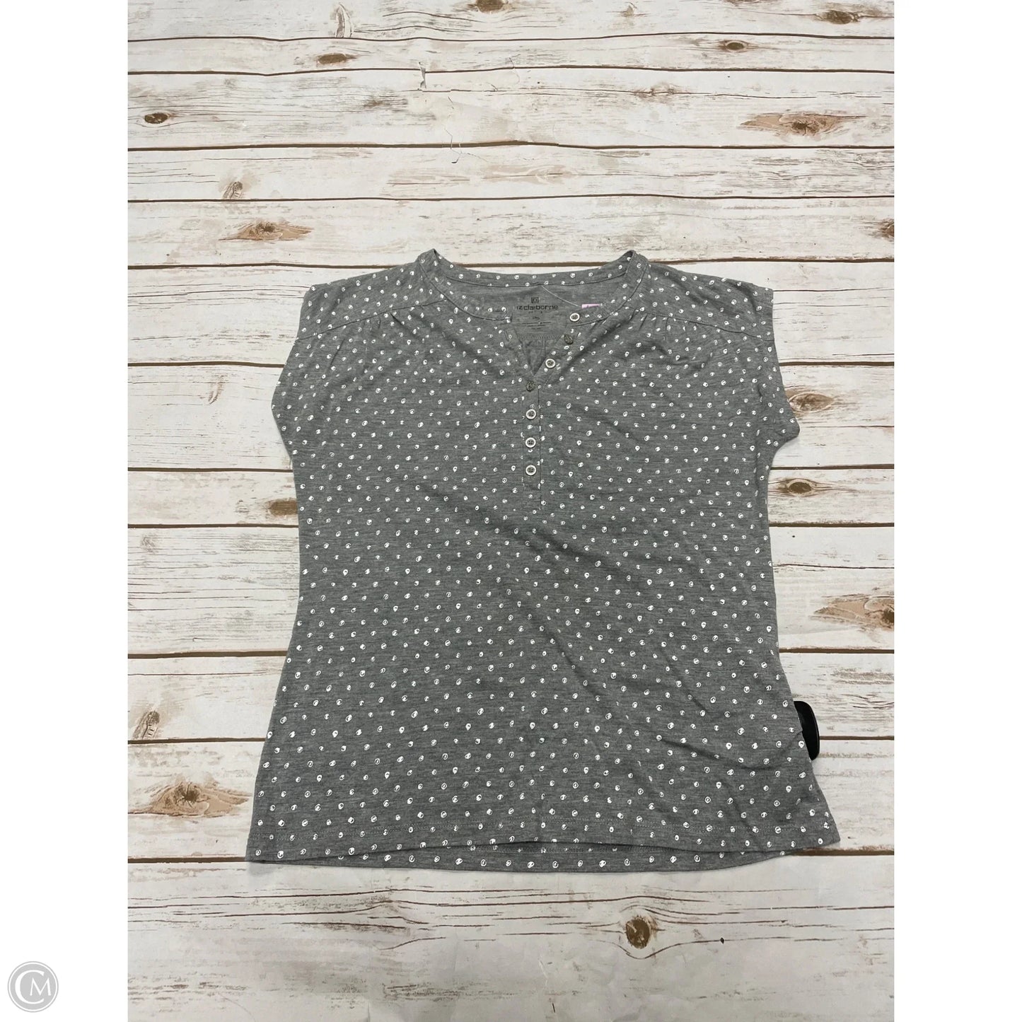 Top Short Sleeve By Liz Claiborne In Grey & White, Size: Sp