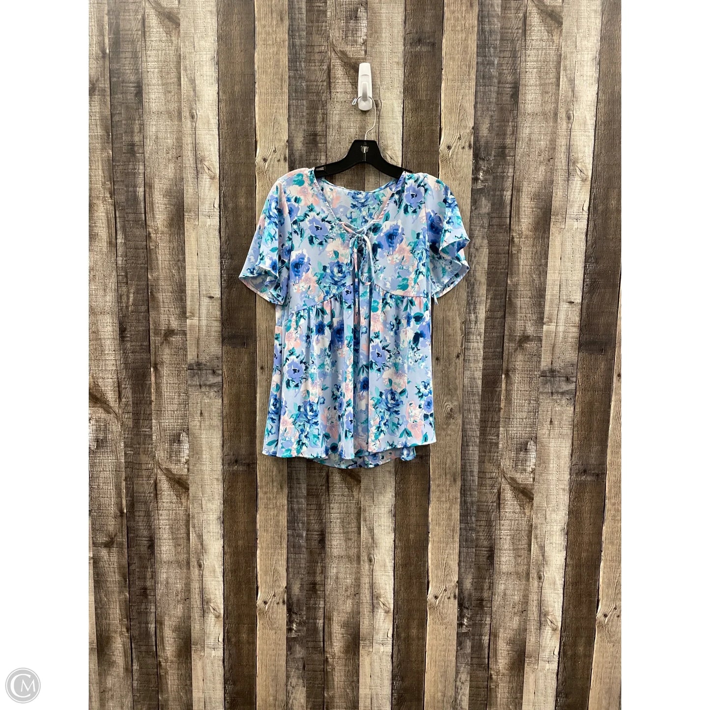 Top Short Sleeve By Peach Love Cream California In Blue, Size: M