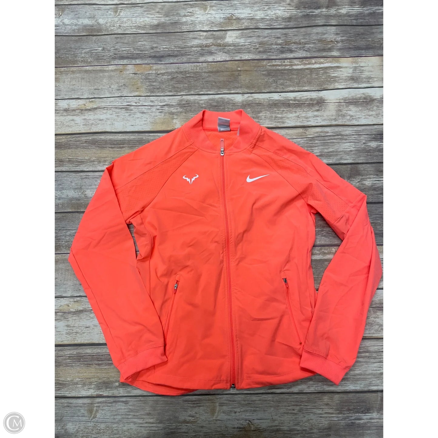 Athletic Jacket By Nike In Orange, Size: M