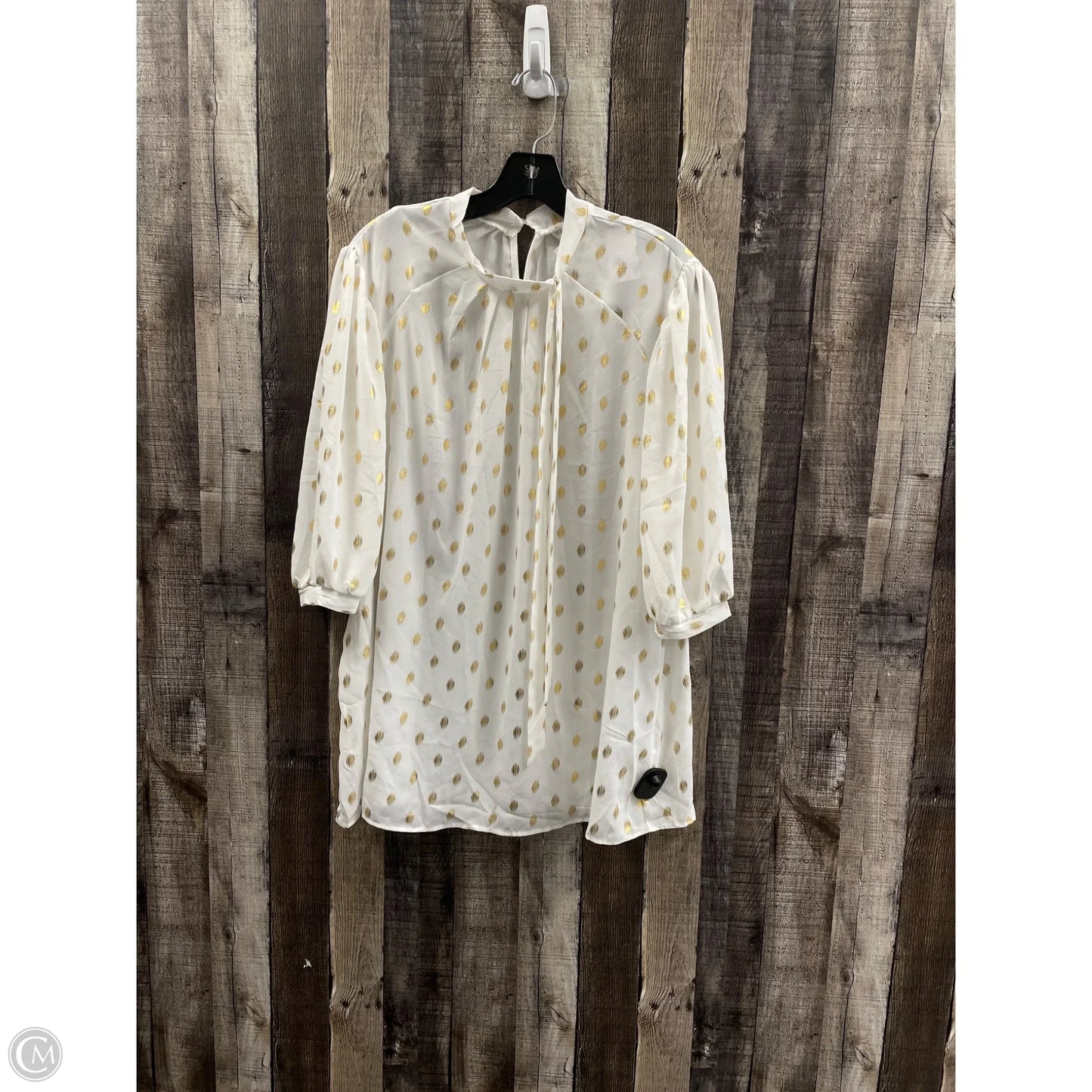 Top Short Sleeve By Cme In White & Yellow, Size: 2x