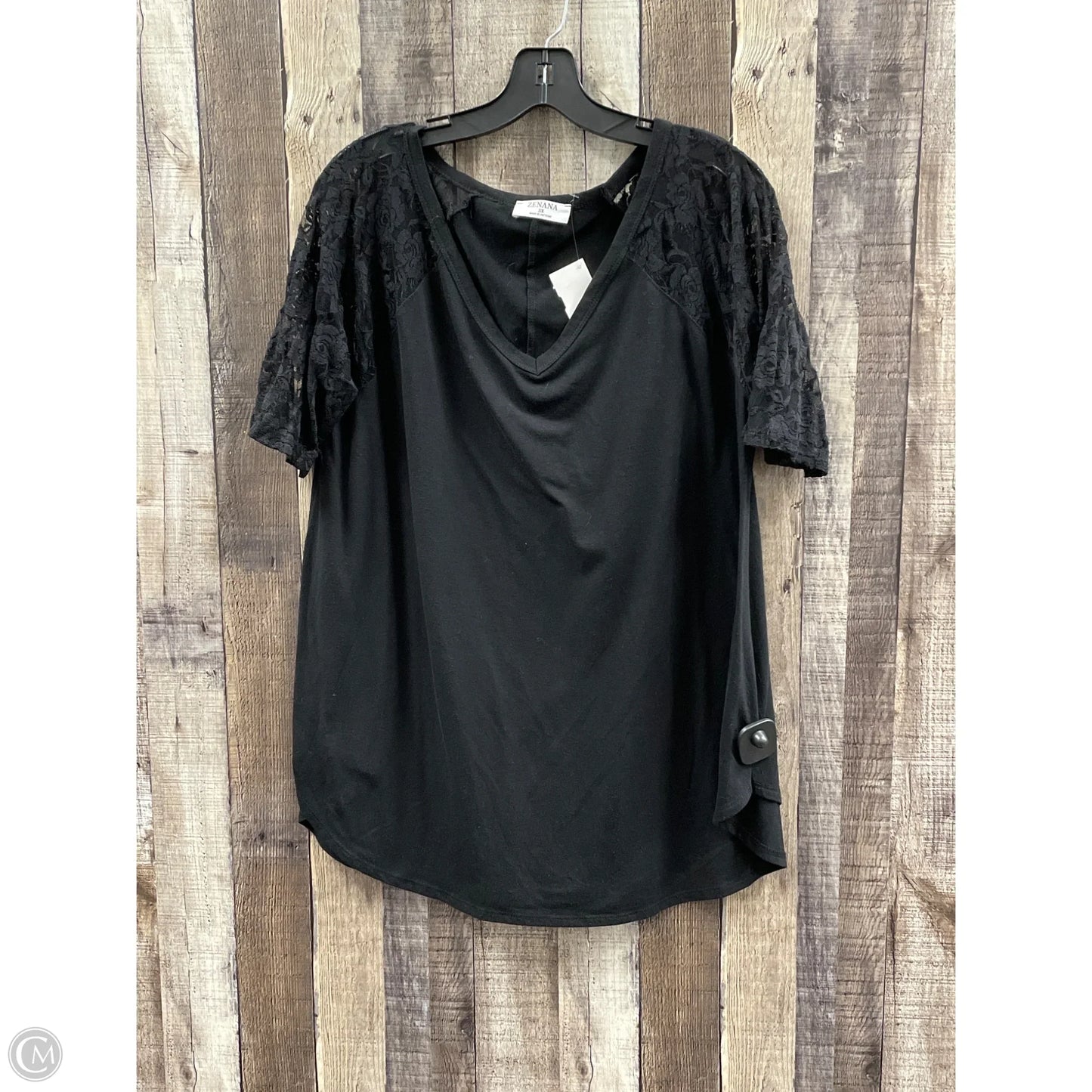 Top Short Sleeve By Zenana Outfitters In Black, Size: 3x