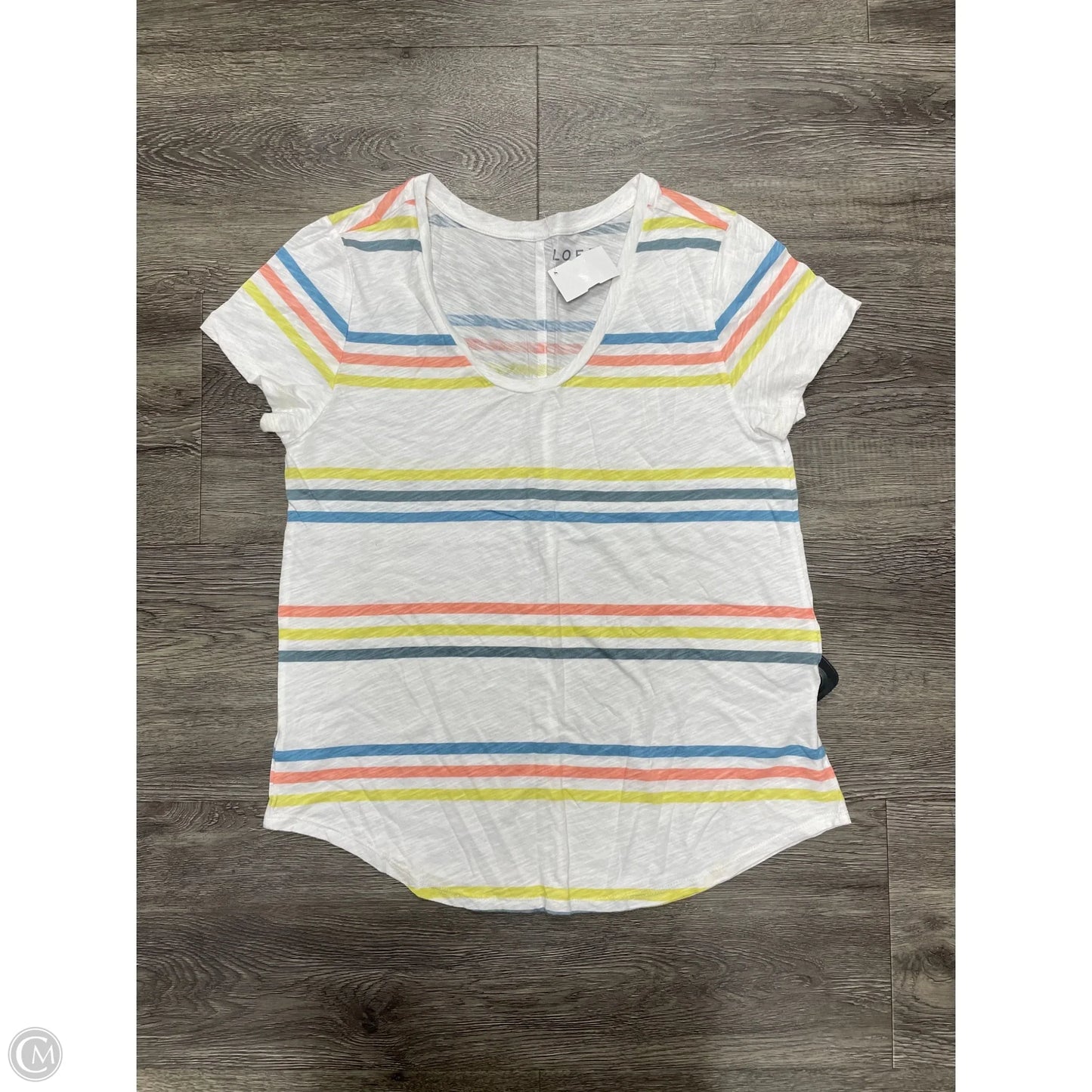 Top Short Sleeve By Loft In Striped Pattern, Size: M
