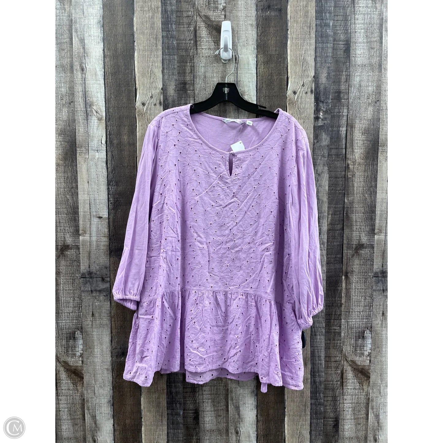 Top 3/4 Sleeve By Isaac Mizrahi Live Qvc In Purple, Size: Xl
