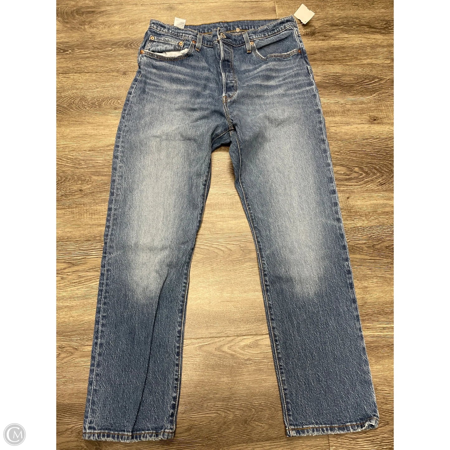 Jeans Straight By Levis In Blue Denim, Size: 14