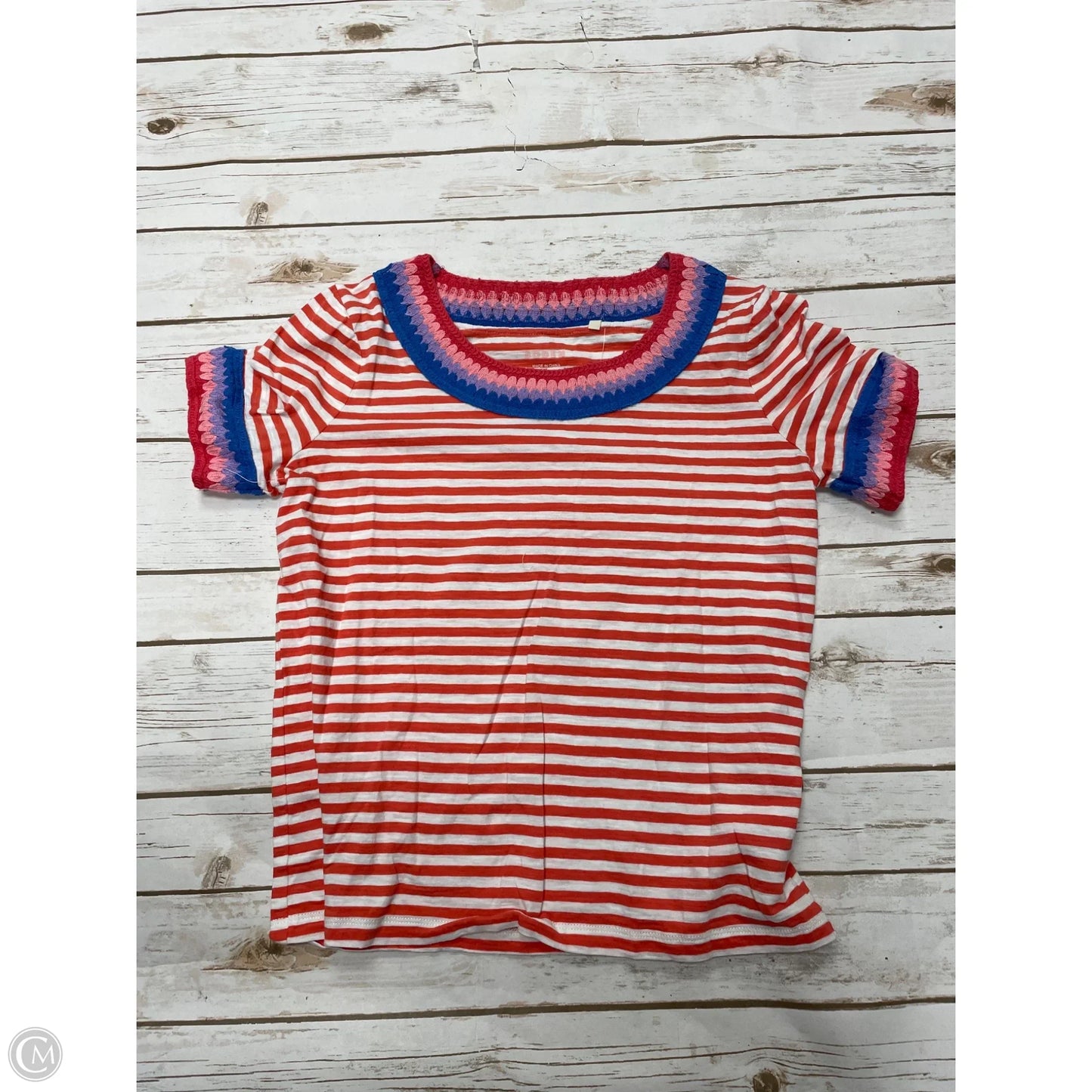 Top Short Sleeve By Boden In Striped Pattern, Size: S