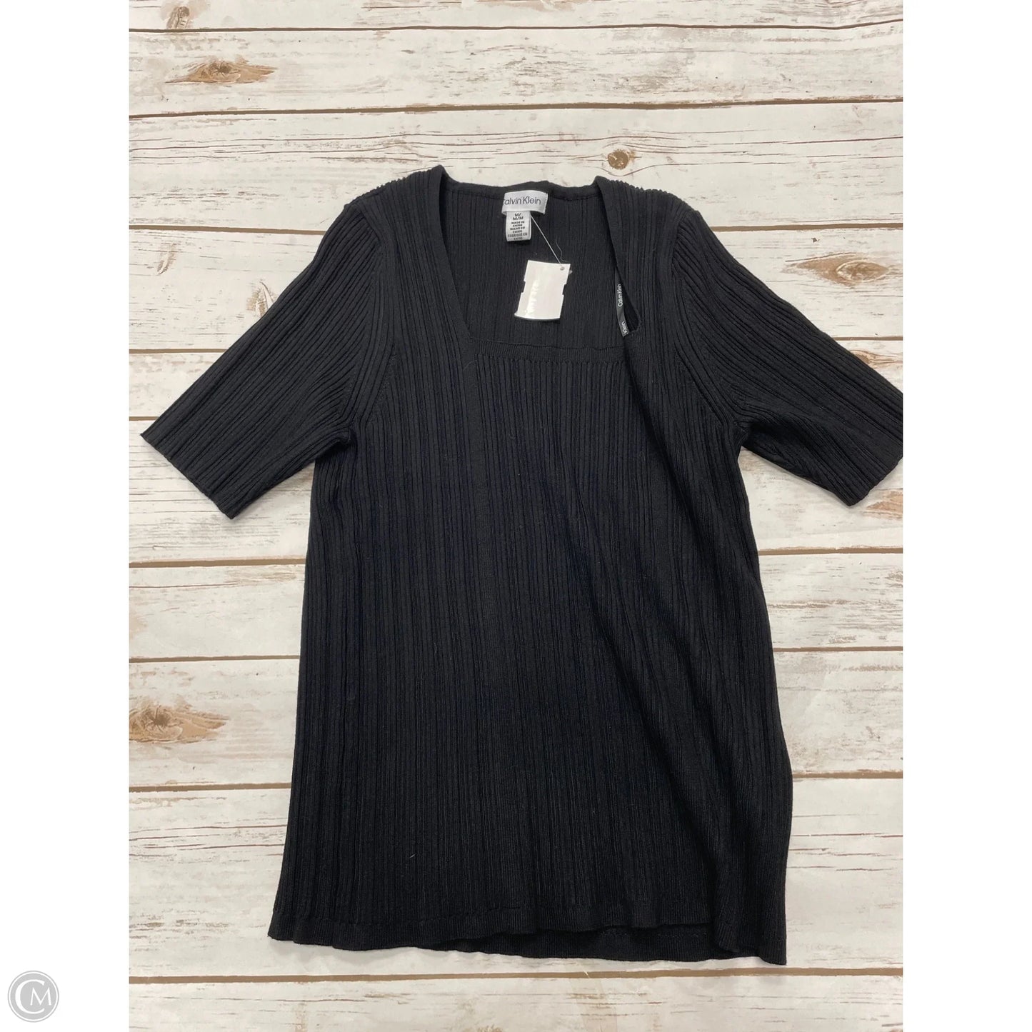 Top Short Sleeve By Calvin Klein In Black, Size: M