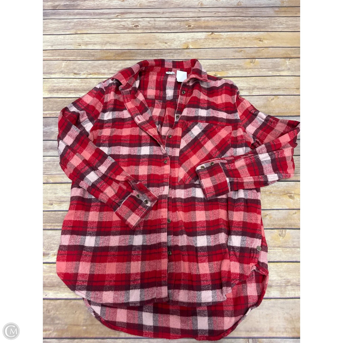 Top Long Sleeve By Aerie In Plaid Pattern, Size: Xs