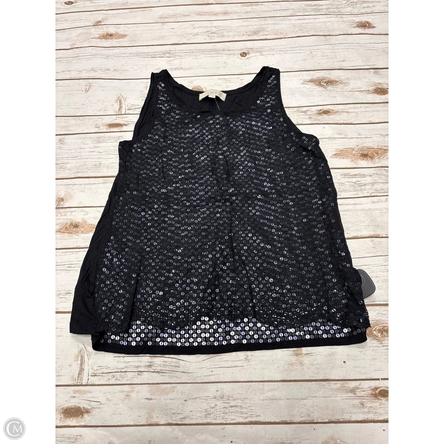 Top Sleeveless By Loft In Black, Size: L