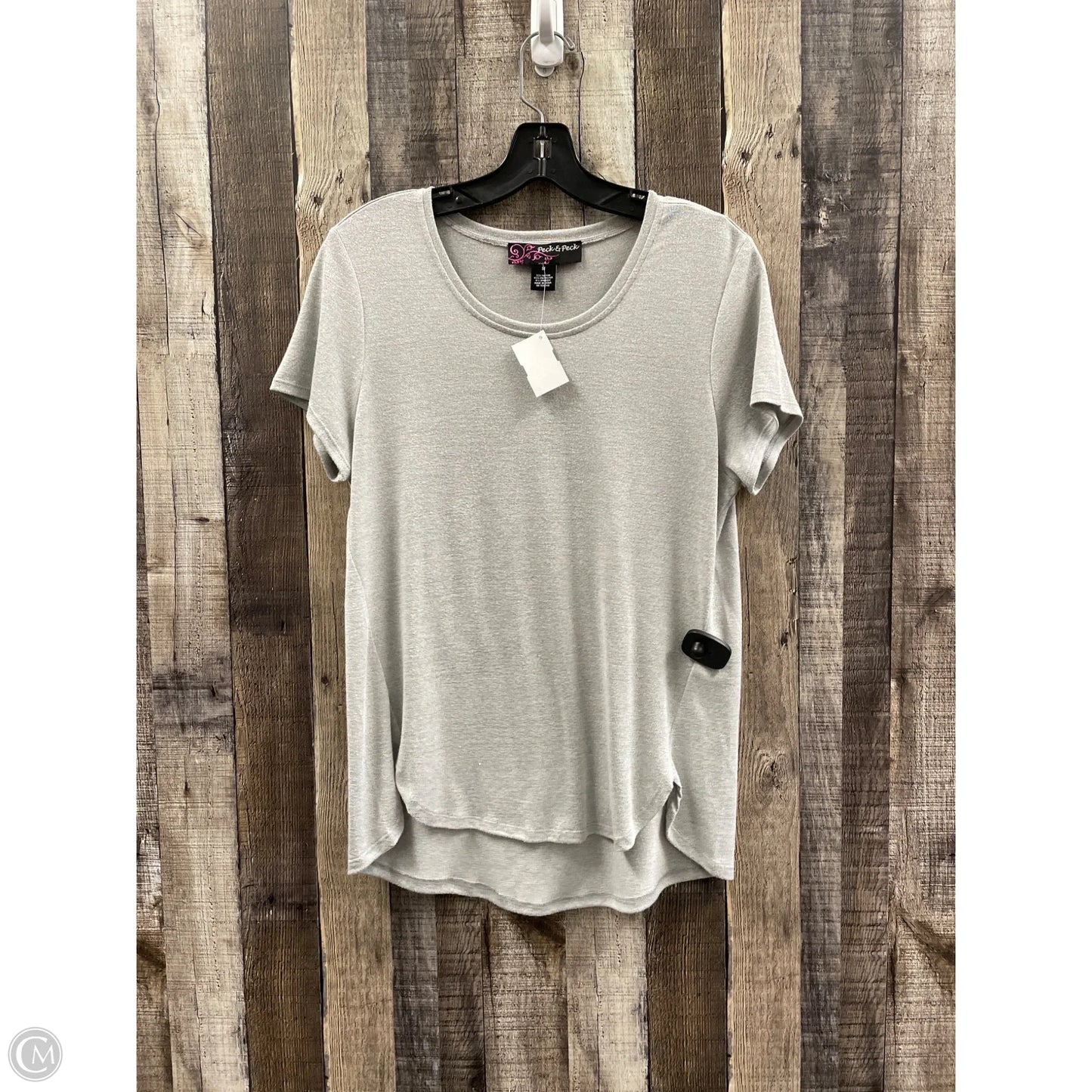Top Short Sleeve By Peck And Peck In Silver, Size: M