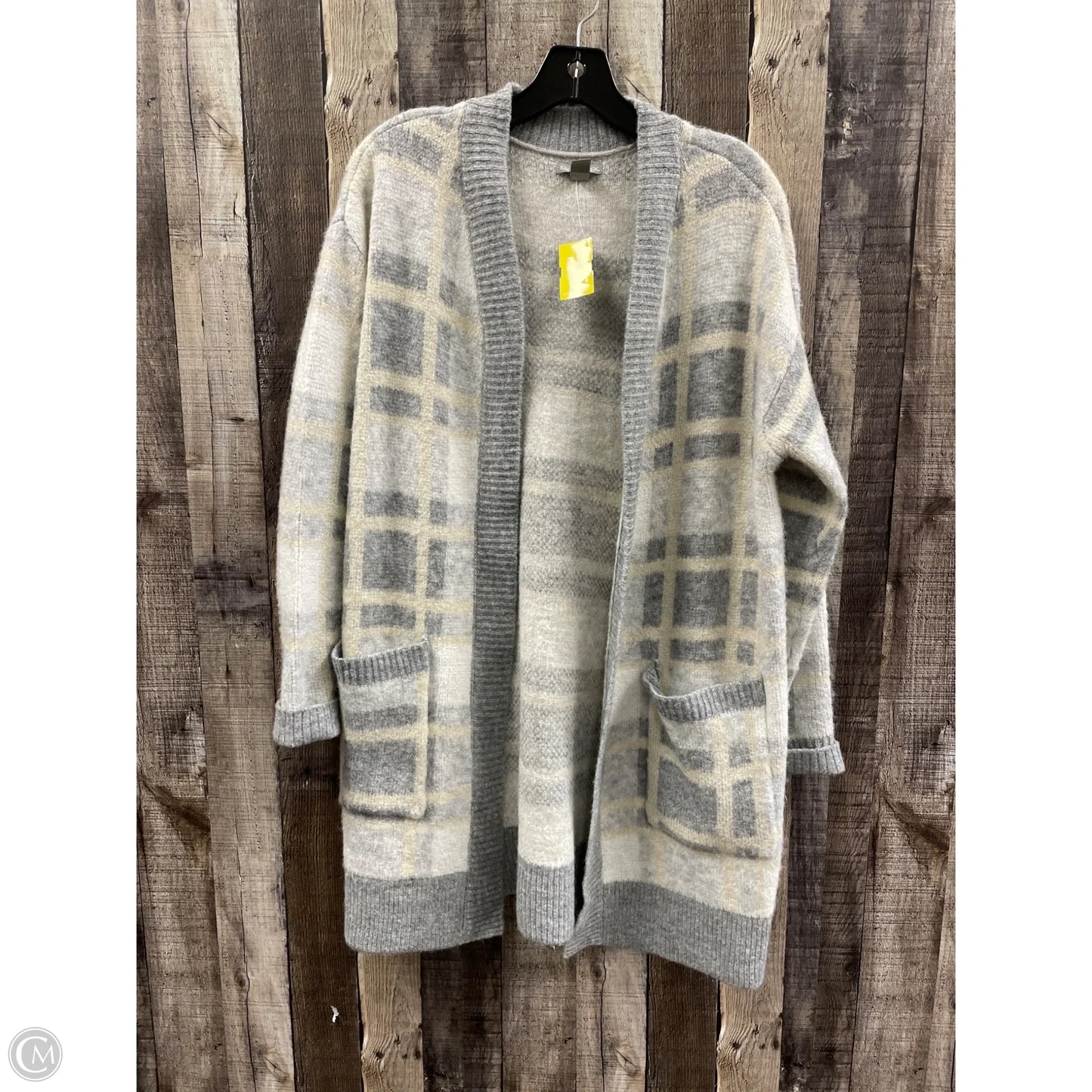 Sweater Cardigan By Falls Creek In Plaid Pattern, Size: S