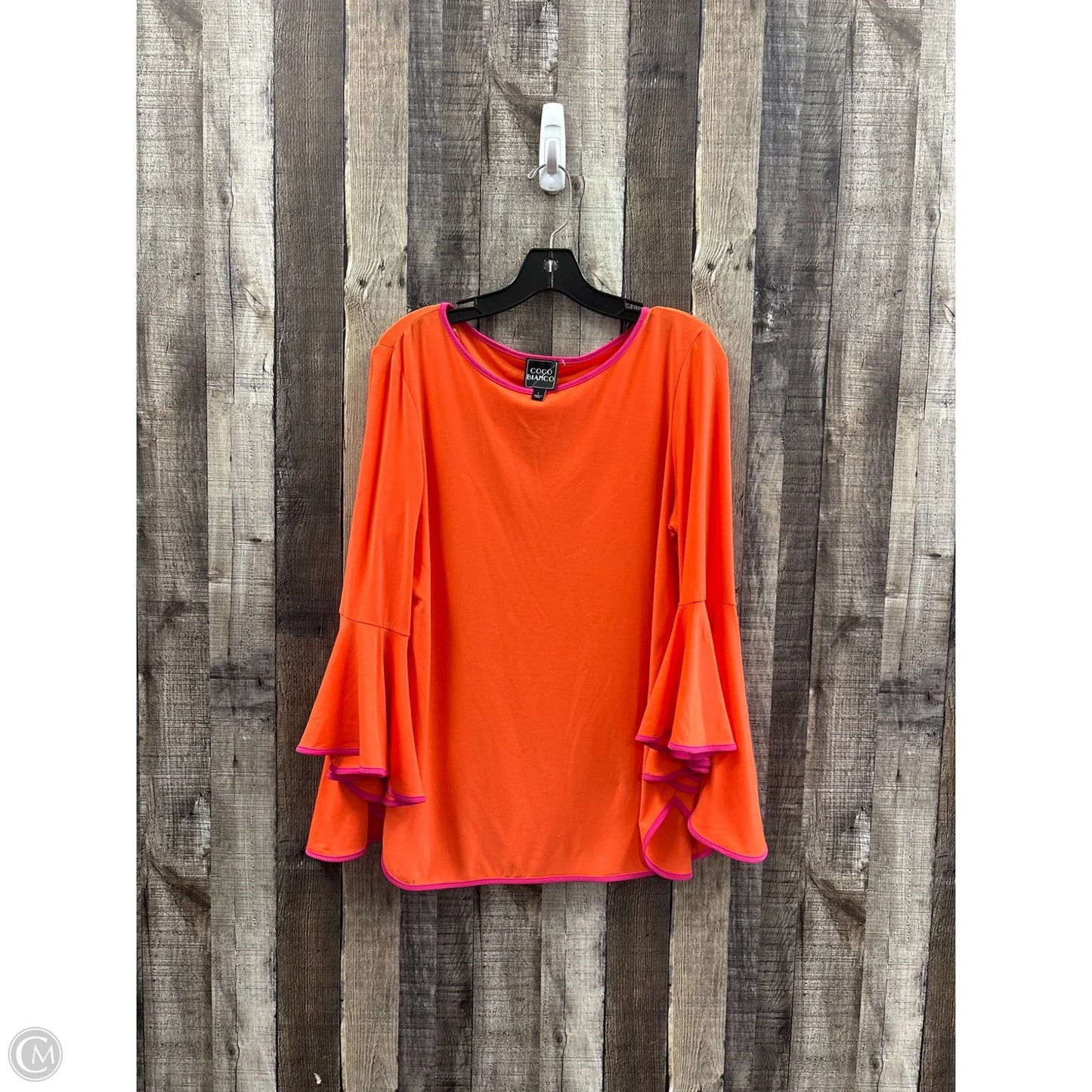 Top 3/4 Sleeve By Coco Bianco In Orange & Pink, Size: L