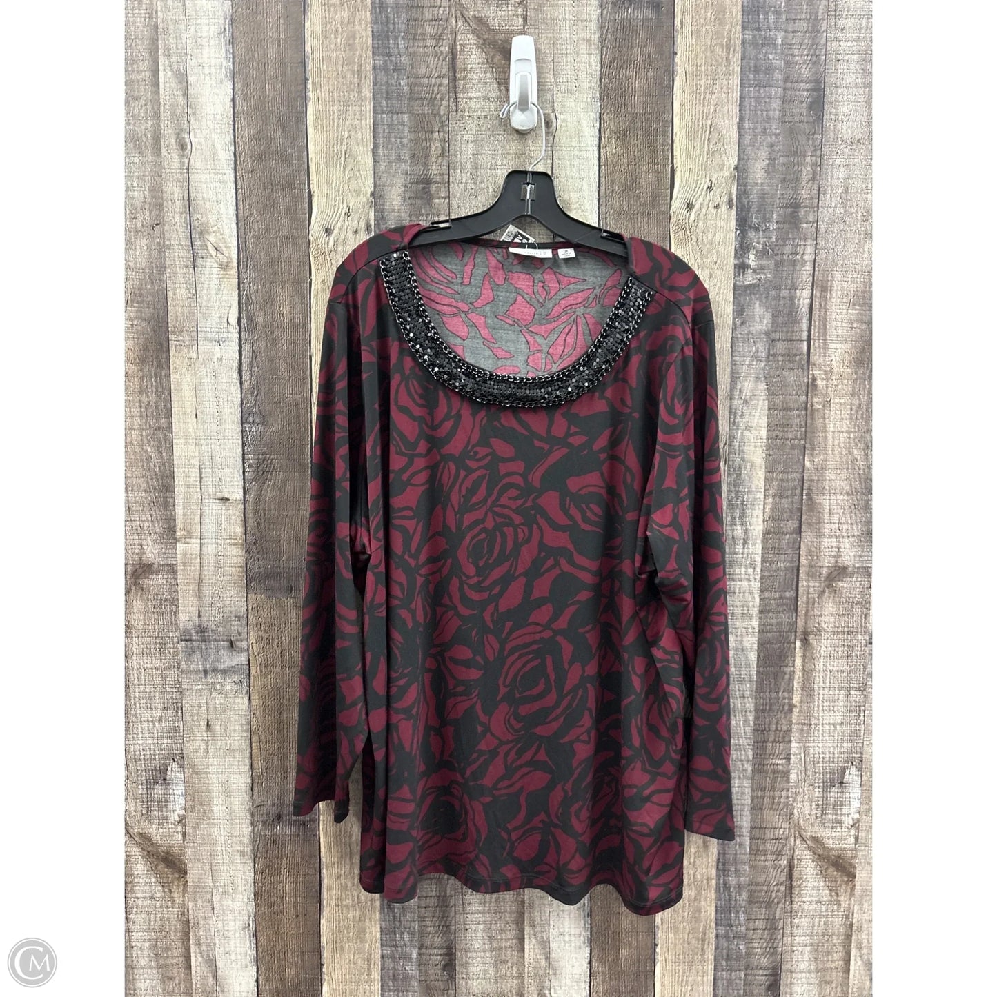 Top Long Sleeve By Susan Graver In Blue & Red, Size: 3x