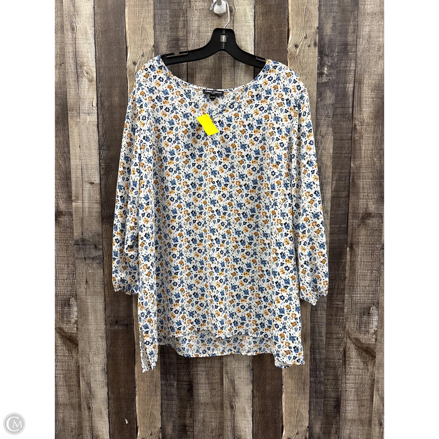Top Long Sleeve By Mario Serrani In Floral Print, Size: Xxl