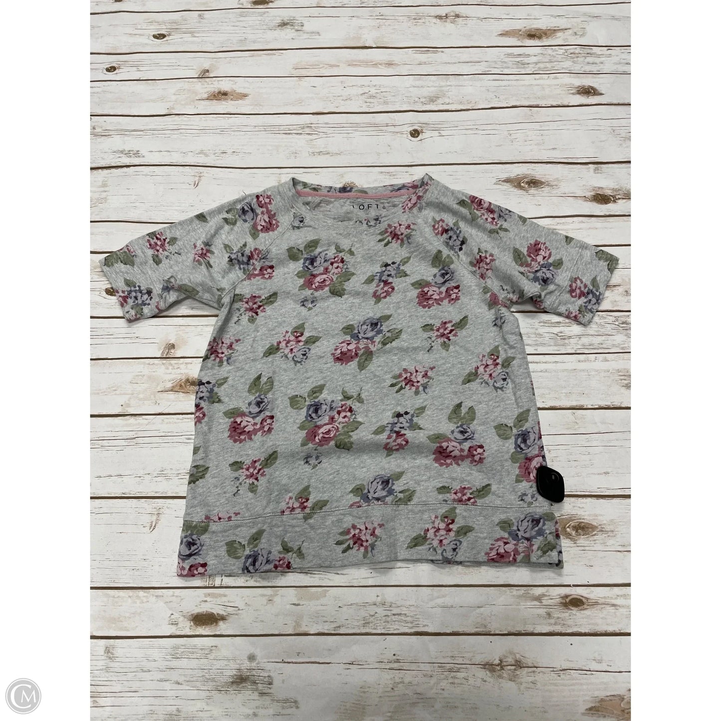 Top Short Sleeve By Loft In Grey, Size: M