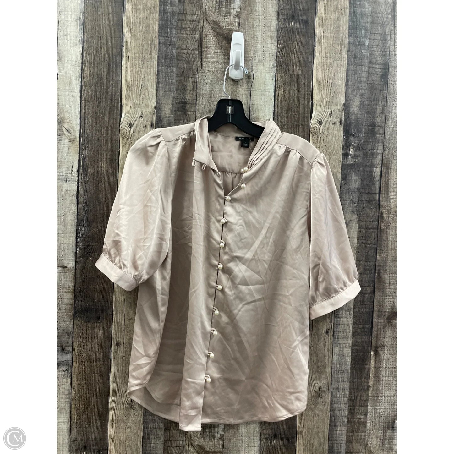 Top Short Sleeve By Ann Taylor In Beige, Size: S
