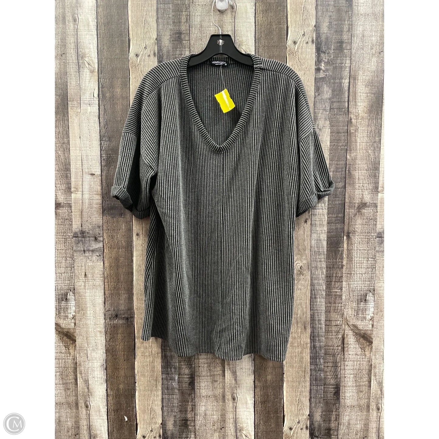 Top Short Sleeve By Heimish Usa In Black & Grey, Size: 2x
