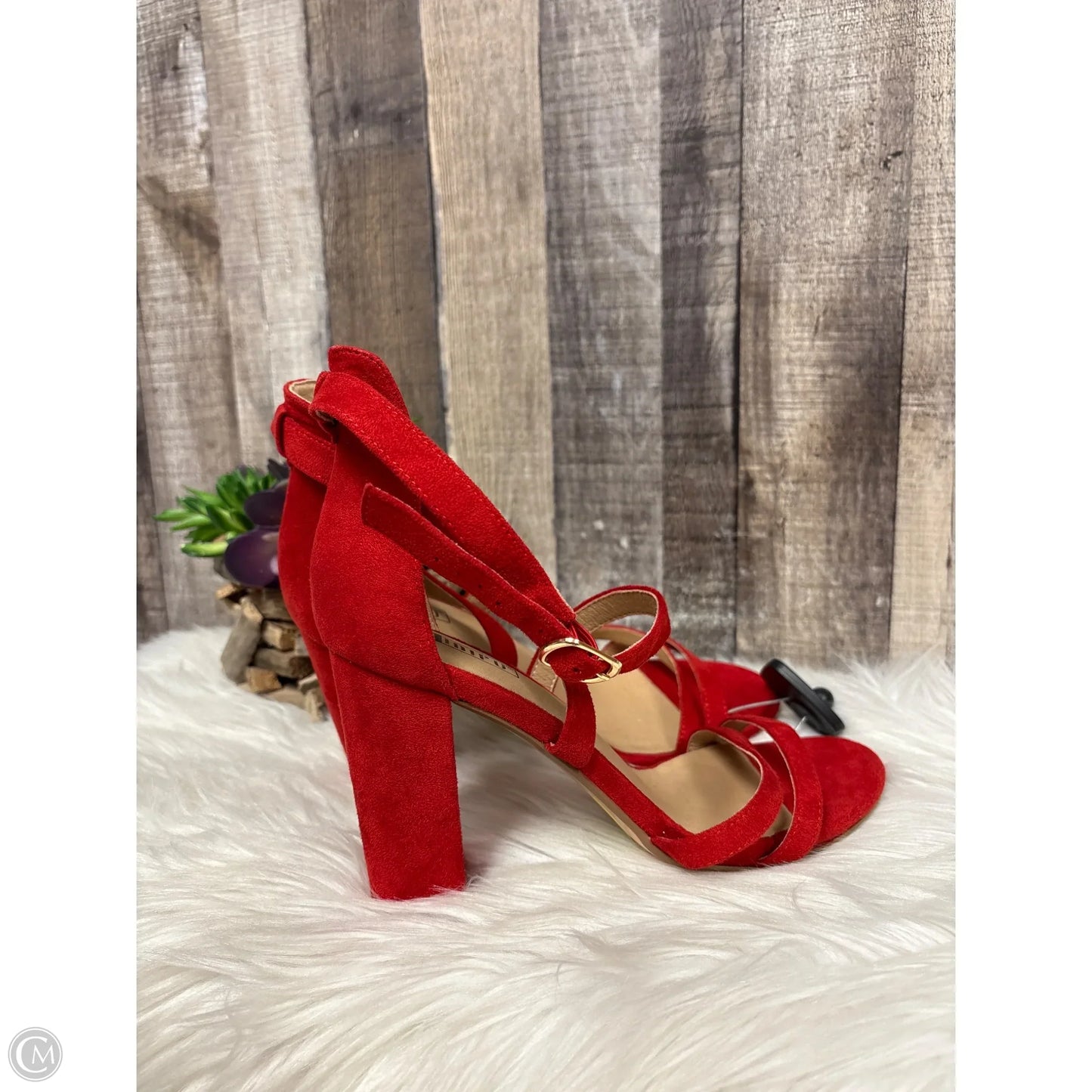 Sandals Heels Block By Cme In Red, Size: 8.5