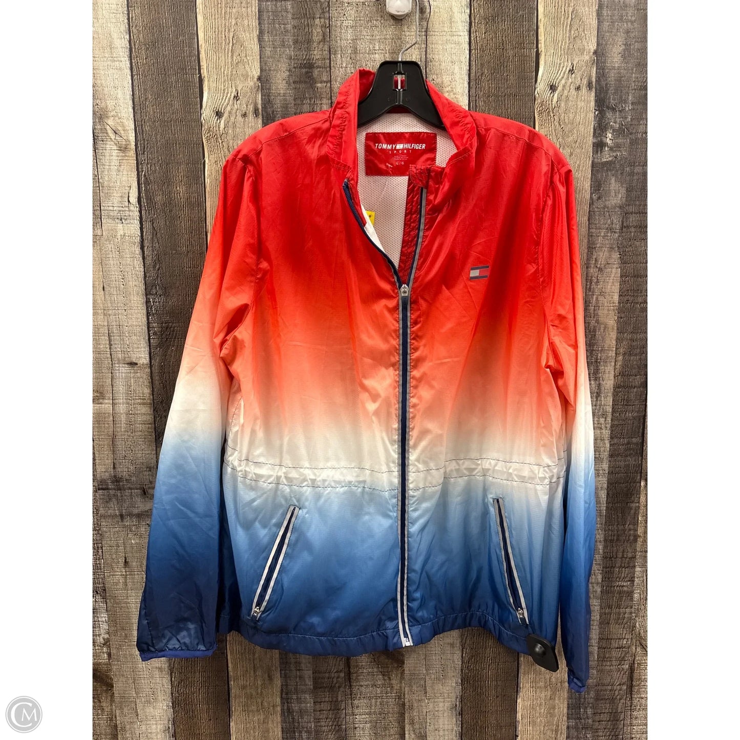 Athletic Jacket By Tommy Hilfiger In Blue & Red & White, Size: L
