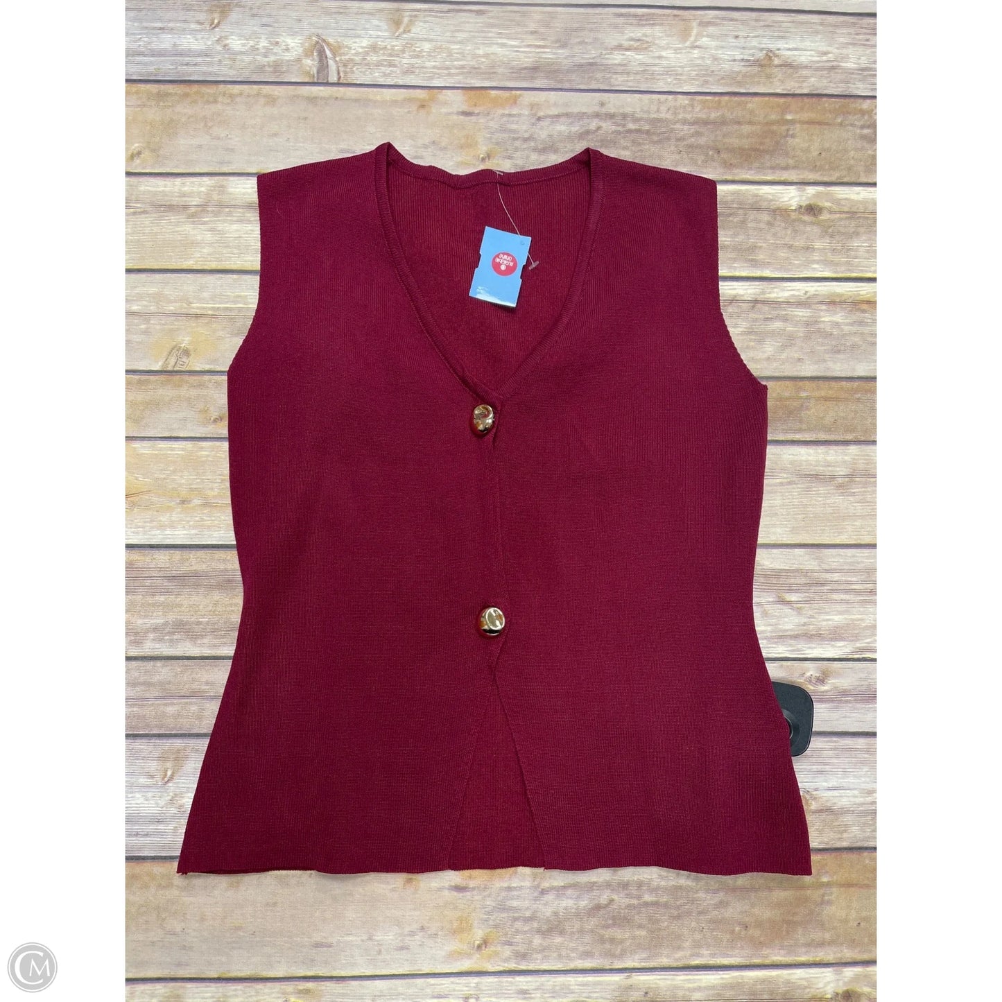 Vest Sweater By Cme In Maroon, Size: S