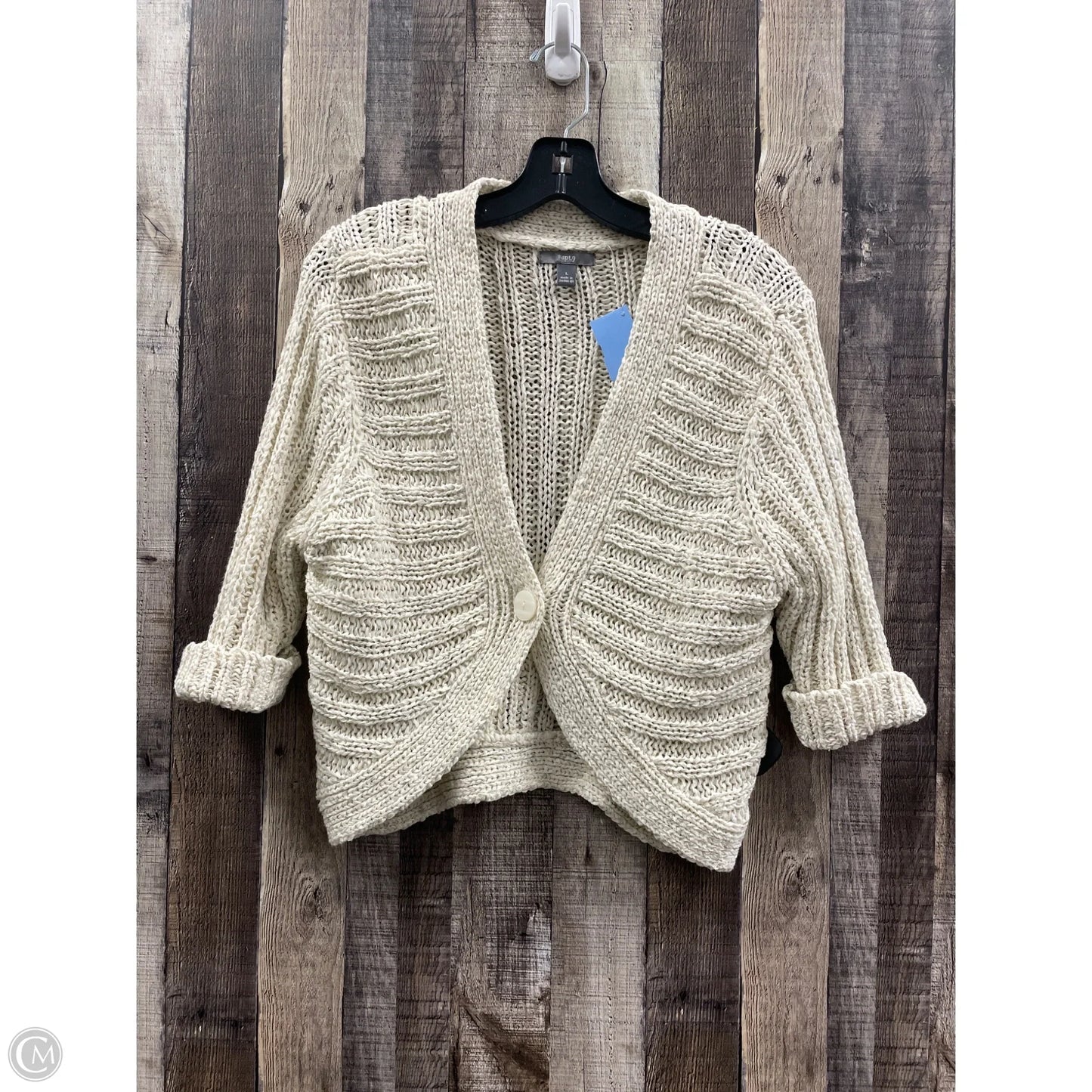 Sweater Cardigan By Apt 9 In Cream, Size: L