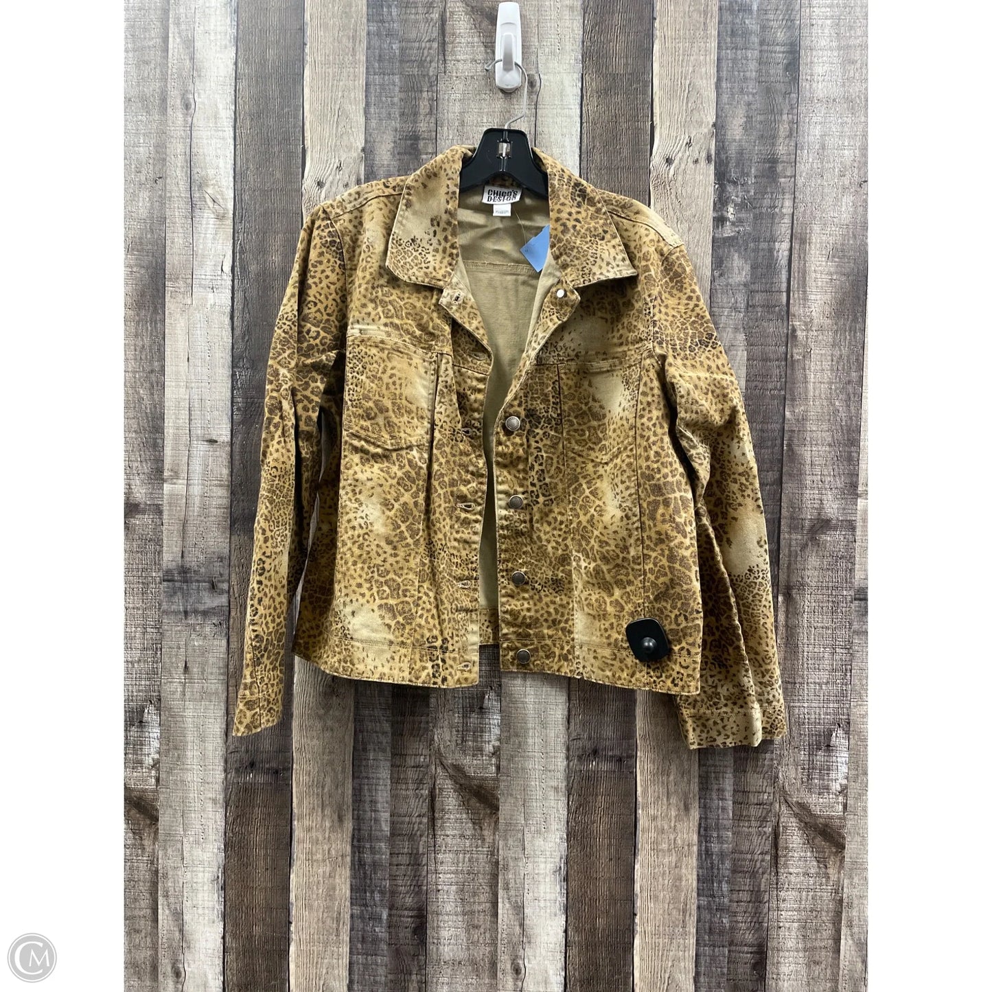 Jacket Denim By Chicos In Animal Print, Size: Xs