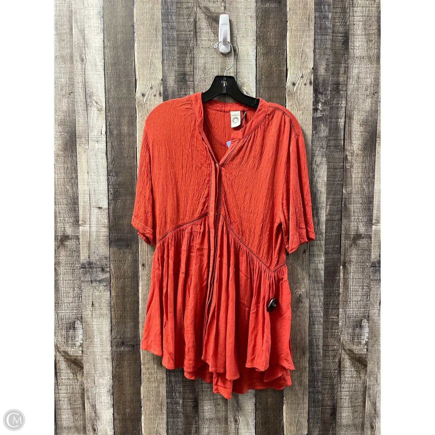 Top Short Sleeve By Anthropologie In Orange, Size: M