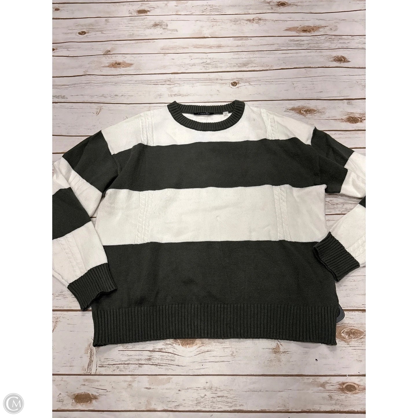 Sweater By T Tahari In Green & White, Size: L