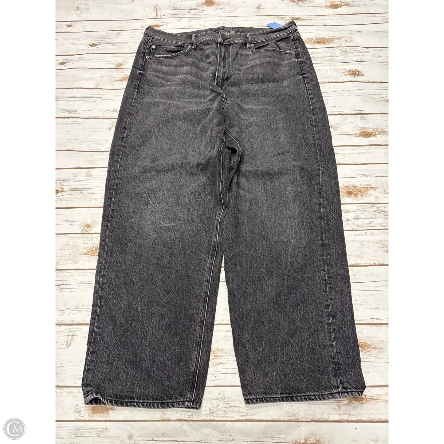 Jeans Wide Leg By American Eagle In Black Denim, Size: 18