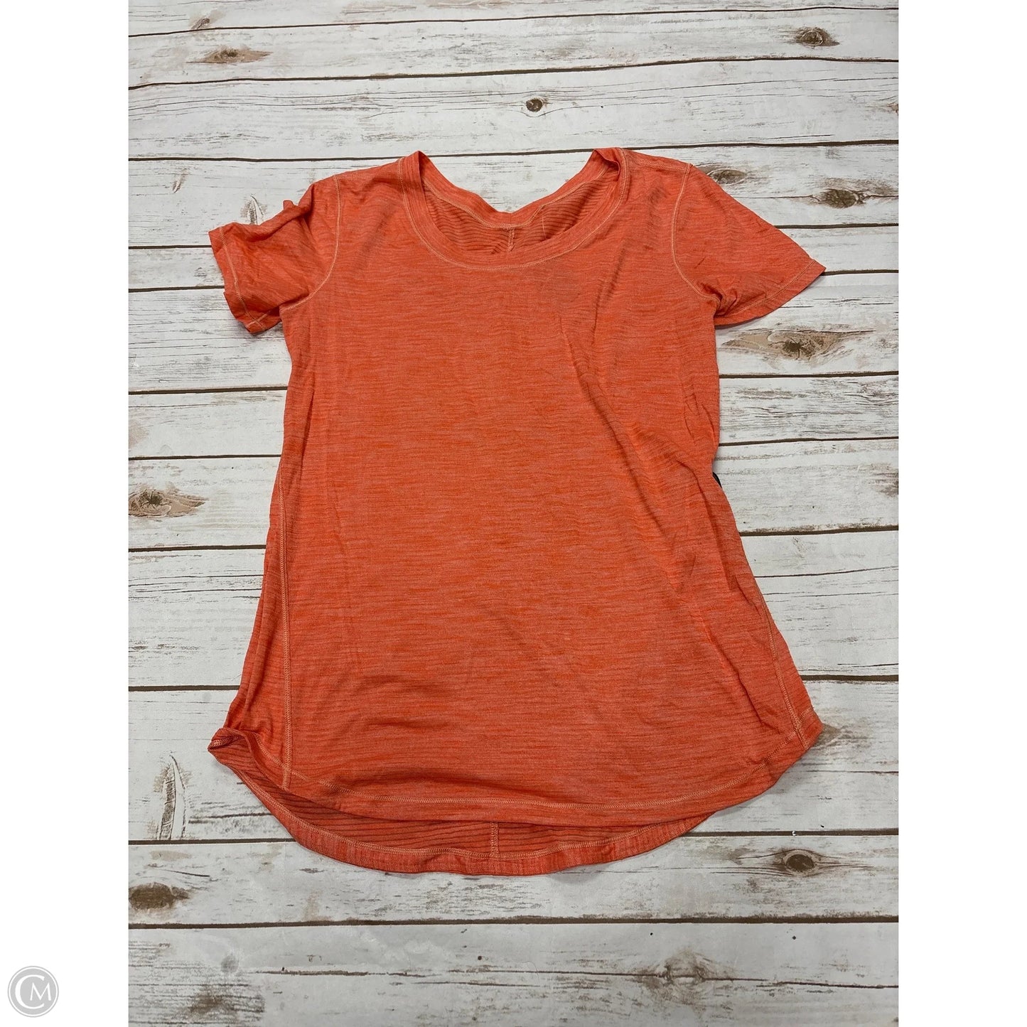 Athletic Top Short Sleeve By Lululemon In Orange, Size: M