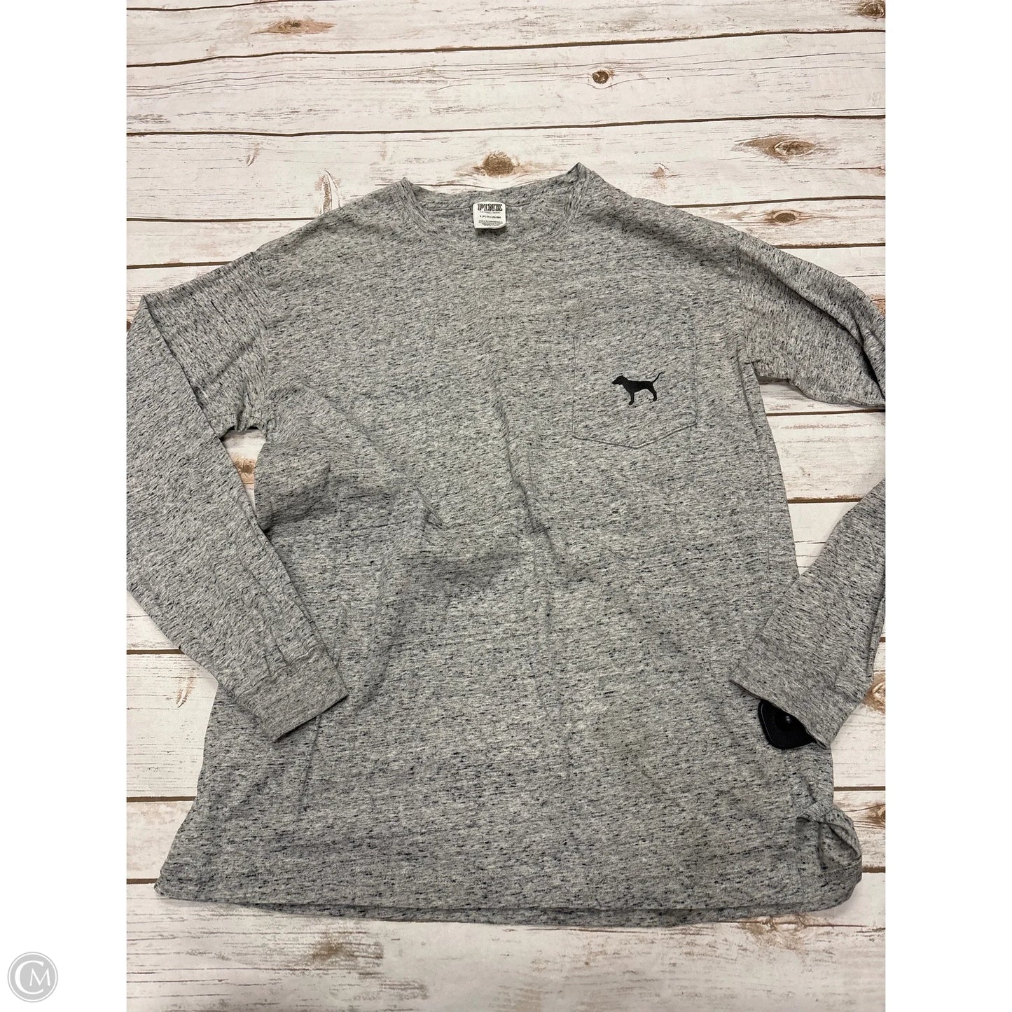 Top Long Sleeve By Pink In Grey, Size: S